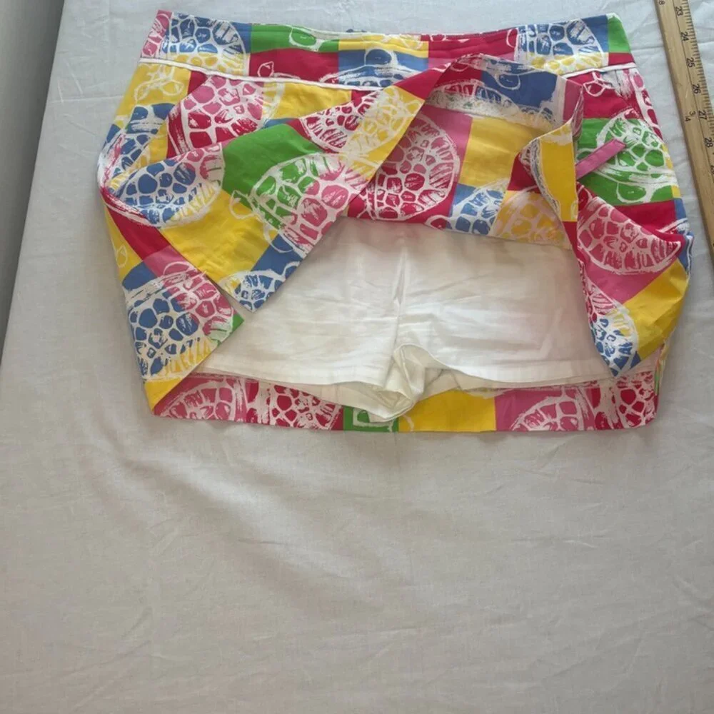 Lilly Pulitzer Rollin' Turtle Colorblock Chino Skort Size 6 HTF Print Women's